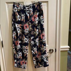 Ann Taylor Loft Navy Blue Print Wide leg Pants